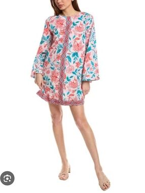 Garrie B | Womens Floral Shift Dress, Red Bold Cotton Pockets Preppy - Small